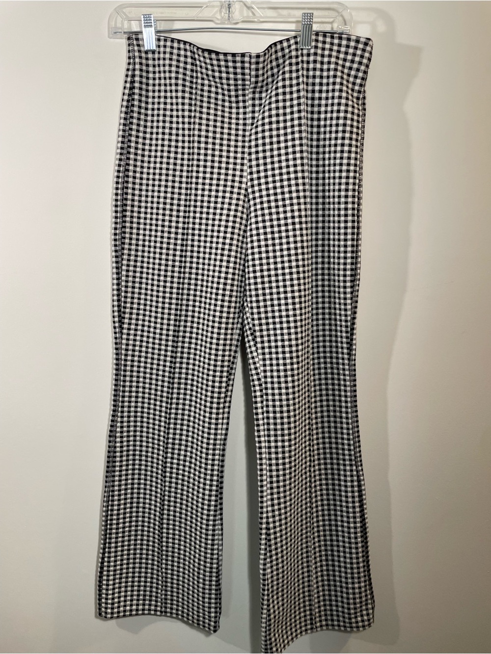 Maeve Anthropology stretch gingham flare pants M